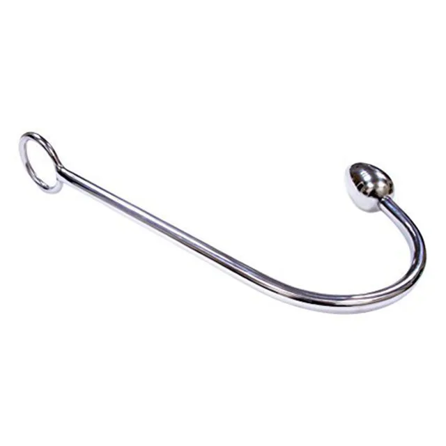 Rouge Polished Stainless Steel Curved Anal Hook on white