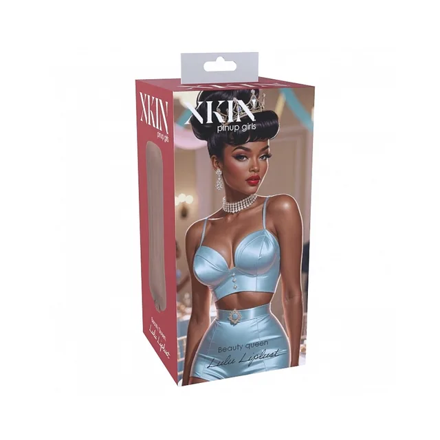 Xkin Lulu Liplust brown stroker box with blue lingerie artwork