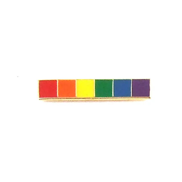 Gaysentials rectangular rainbow bar lapel pin with gold-tone trim