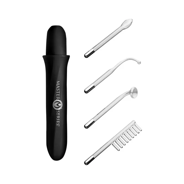 Black Elektrawand handle with four silver electrode attachments