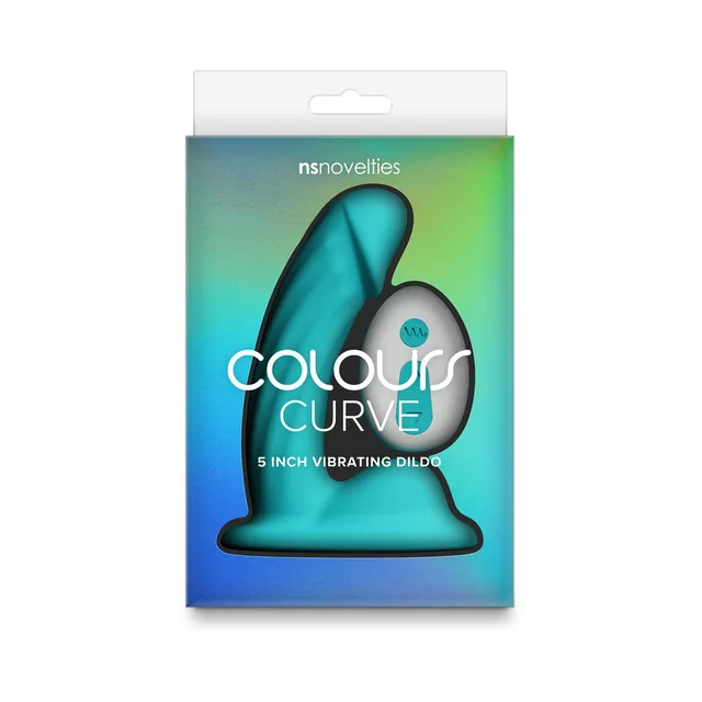 Teal NS Novelties Colours Curve 5-inch vibrating dildo visible in box