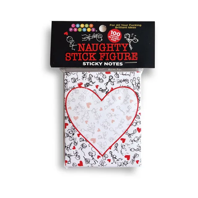 Naughty Stick Figure heart-shaped sticky notes 100-count pack