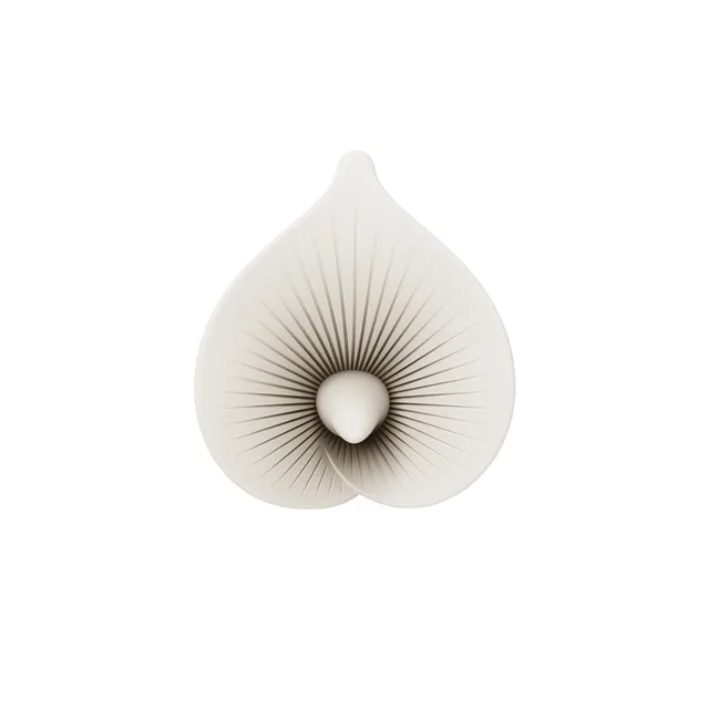 Zalo Aurora Calla Ivory White flower-head wand vibrator top view into the ribbed calla-lily opening