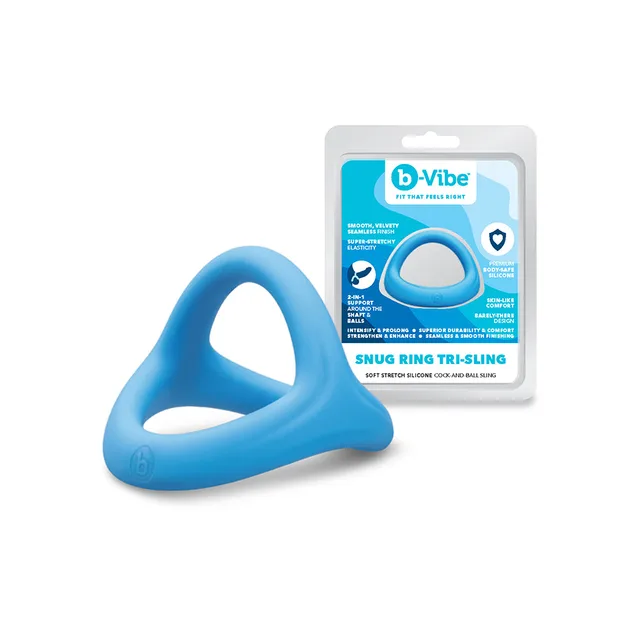 b-Vibe Snug Ring Tri-Sling blue C-ring with retail package
