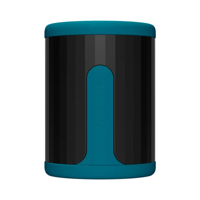 Front view of black LELO F2S stroker with teal trim