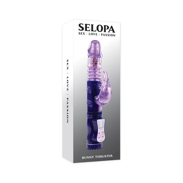 purple Selopa Bunny Thruster rabbit vibrator in tall white box