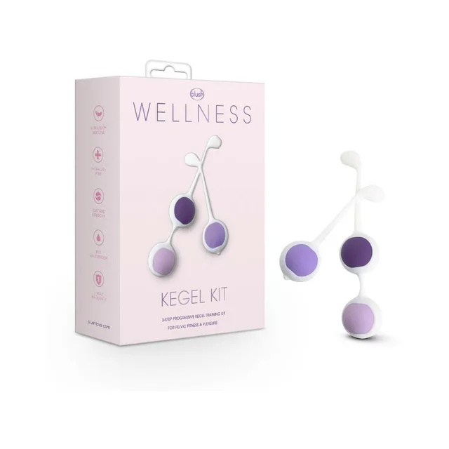 Blush Wellness purple Kegel ball kit with box and white holders