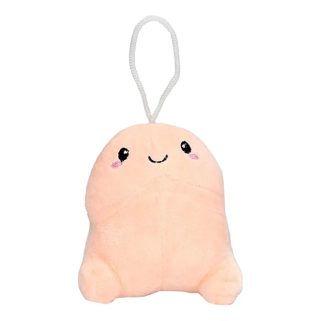 mini beige Shots Penis Stuffy plush with white hanging loop and embroidered face