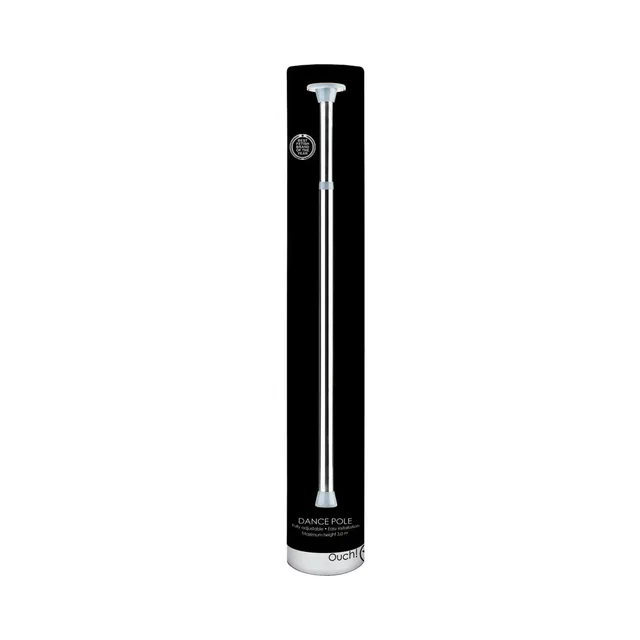 Silver Shots Ouch adjustable dance pole in tall black package