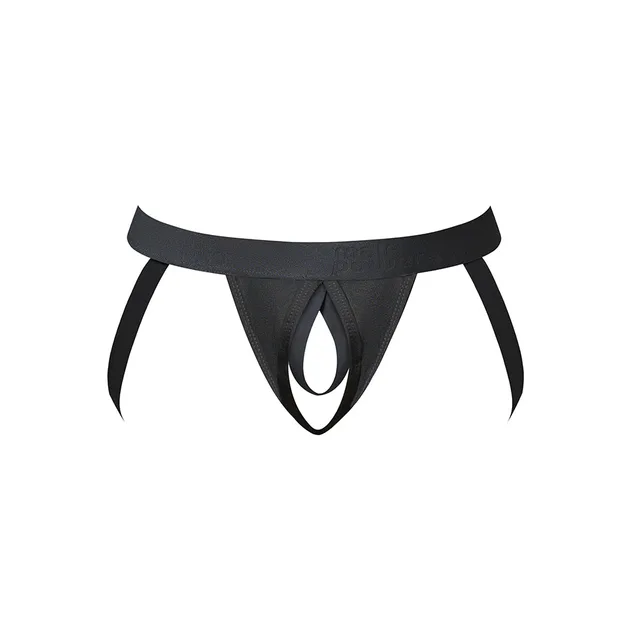 Front product view of Black Open Ended Jock in L/XL