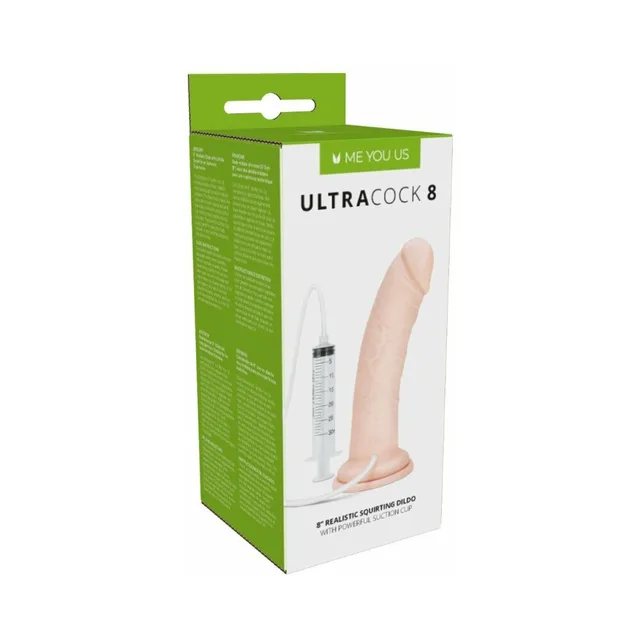 Me You Us Ultra Cock 8-inch squirting dildo retail box