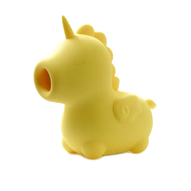 Creative Conceptions Unihorn Bean Blossom yellow unicorn vibrator front side product view
