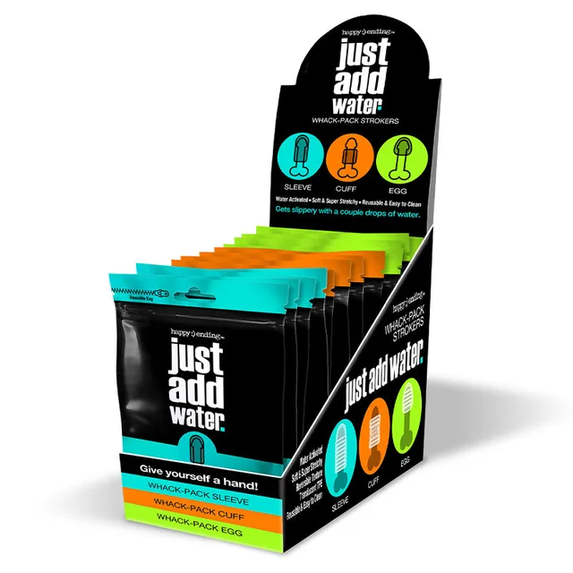 Just Add Water 12-piece display box filled with three pouch colors
