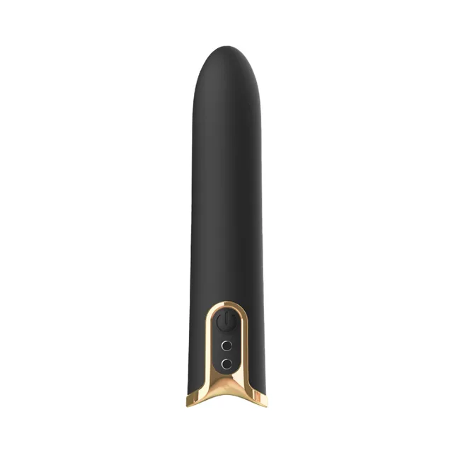 Front view of black Royal Bullet with rose-gold controls
