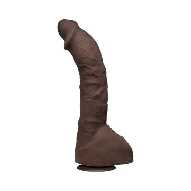 Prince Yahshua 10.5 Inch ULTRASKYN Dildo dark brown dildo isolated in side profile