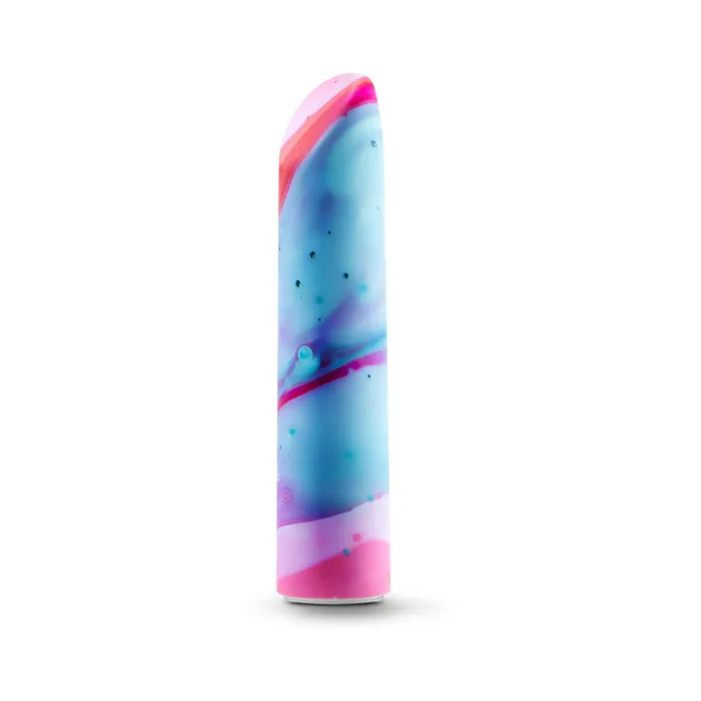 Upright view of blue-pink marbled Fascinate bullet