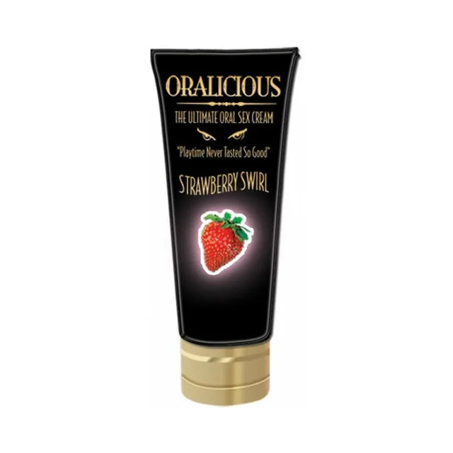 Oralicious Strawberry two-ounce black tube with gold cap