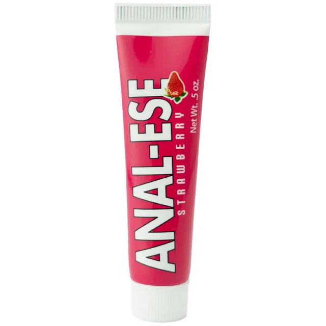 Anal-Ese Strawberry Cream 0.5 oz small red squeeze tube front