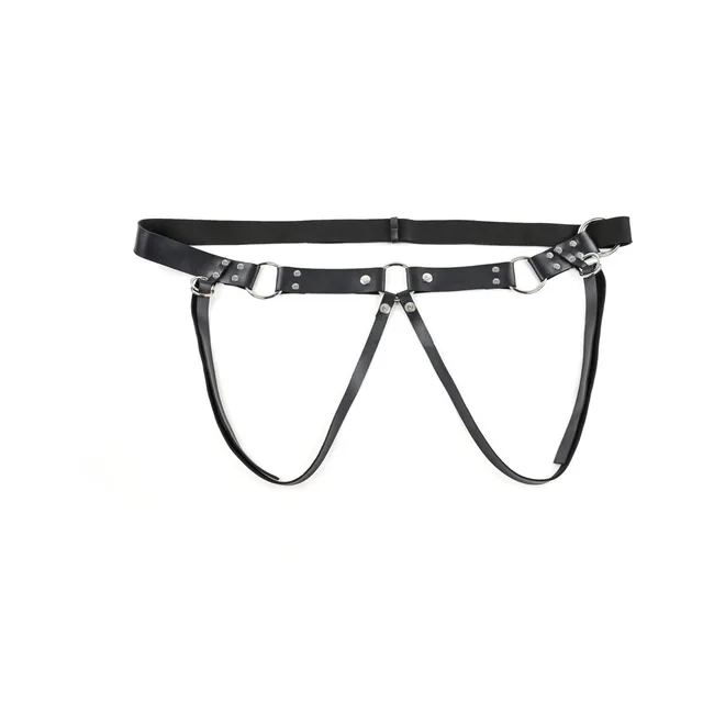 Front view of black Montero waist and thigh straps
