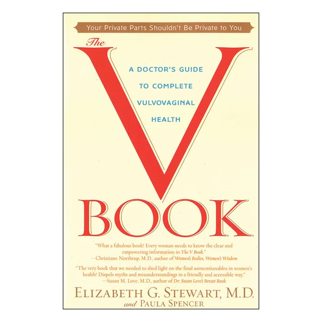 cream V Book cover with large red V and blue subtitle text