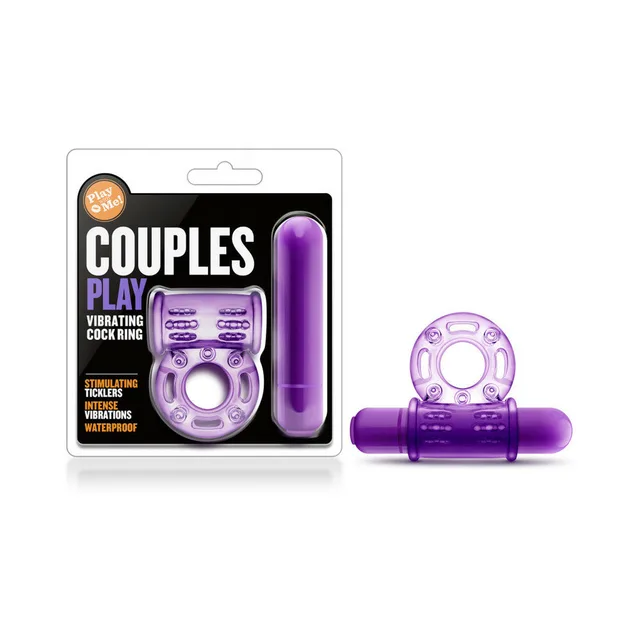 Couples Play Purple Vibrating Ring and Bullet in blister pack