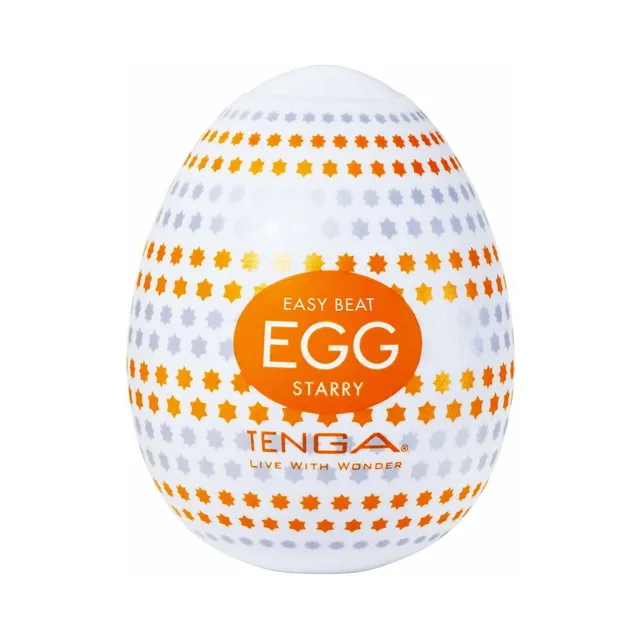 White TENGA Egg Starry package with rows of orange and gray stars