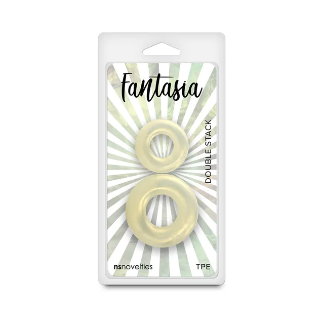 Fantasia Double Stack Amber two gold-tone TPE rings in clear blister