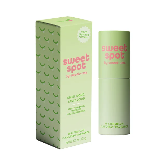 Sweet Spot Watermelon fragrance stick beside green patterned box