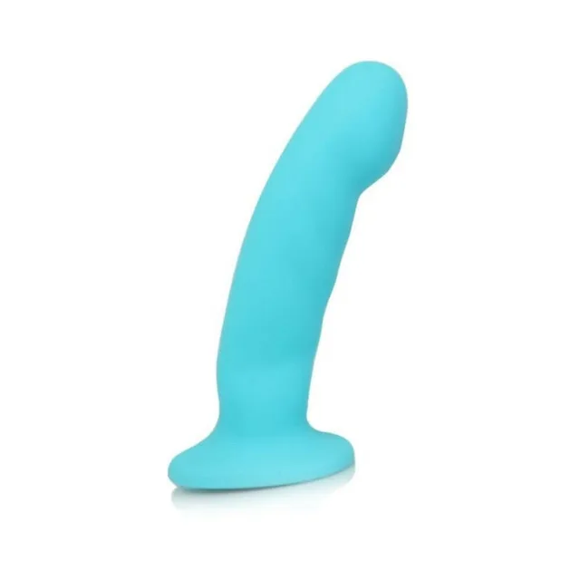 Unboxed teal Luxe Cici dildo with curved shaft and flared base