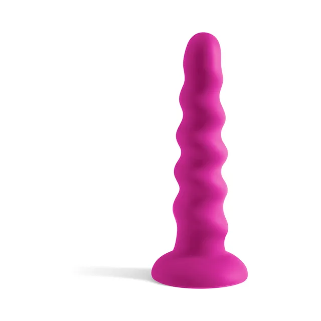 NS Novelties Colours Twist purple beaded dildo upright with five rounded segments and broad circular base