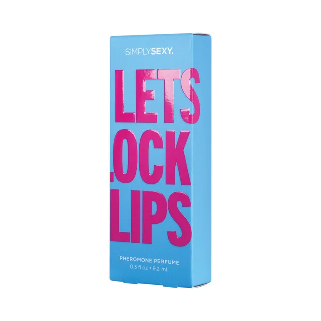 Front of blue Simply Sexy Let's Lock Lips perfume box