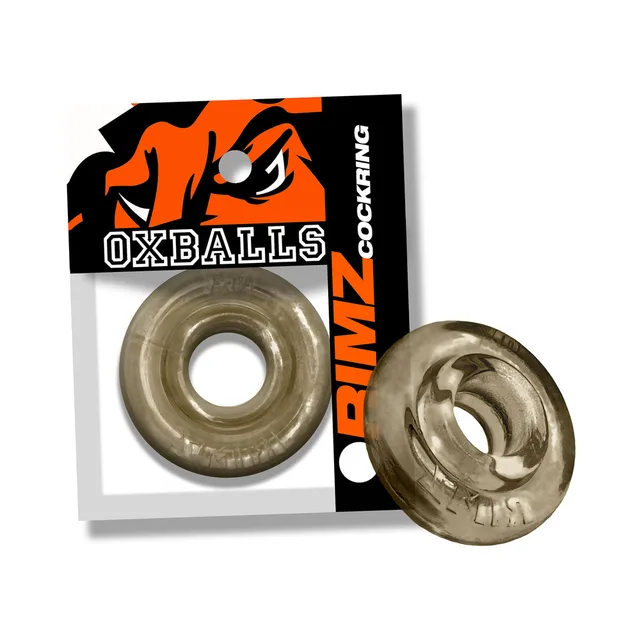 Storm gray Oxballs Rimz thick-profile ring beside branded package