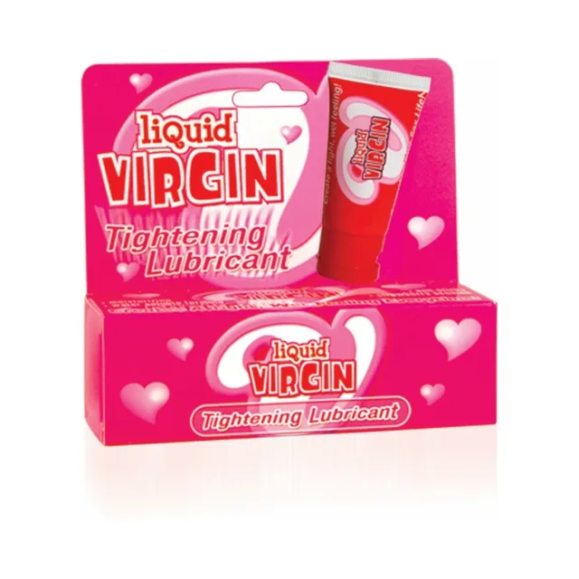 Liquid Virgin one-ounce pink tube and heart-decorated retail box