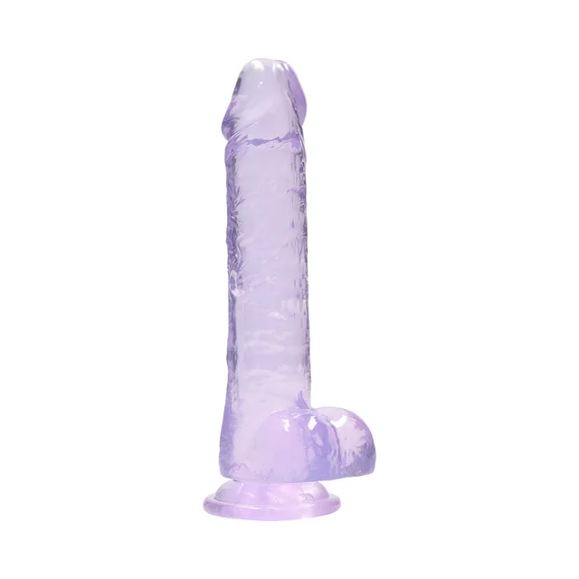 Front view of translucent purple 8-inch RealRock dildo