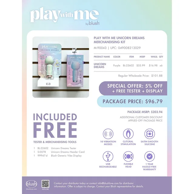 Play With Me Unicorn Dreams merchandising kit contents sheet