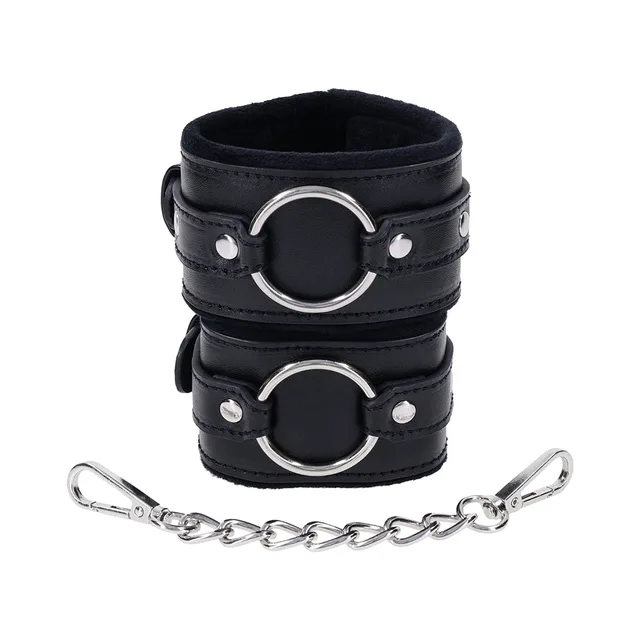 Sportsheets Shadow black padded handcuffs stacked cuffs with loose chain