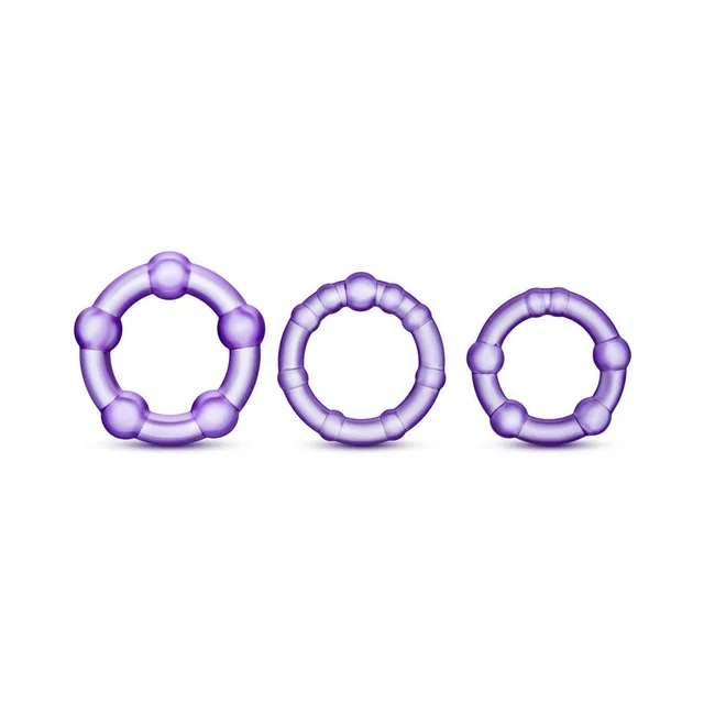 Stay Hard Beaded Ring Set three graduated rings arranged on white