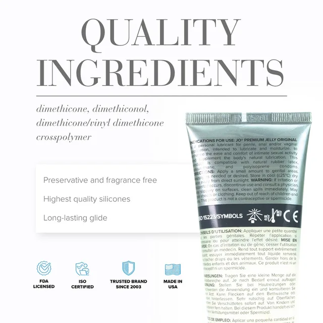 System JO Premium Jelly 4 oz ingredients panel with tube rear