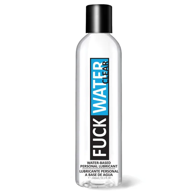 Clear 8 oz Fuck Water H2O lubricant bottle with black cap