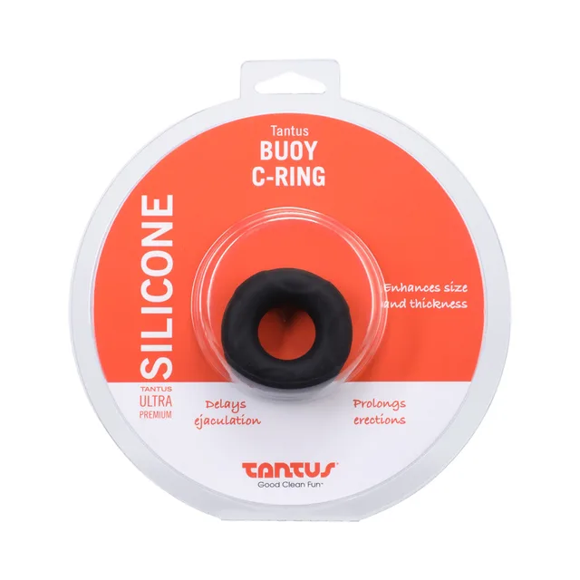 Tantus Buoy Medium Onyx silicone C-ring package