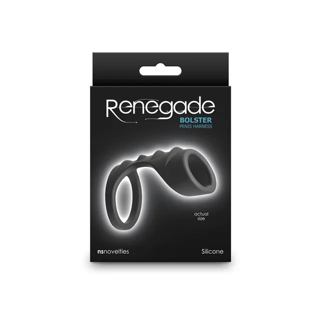 black Renegade Bolster dual-loop silicone ring on black box