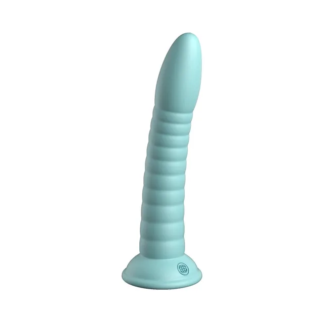 Angled view of teal Wild Thing ribbed shaft