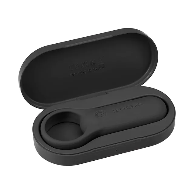 TENGA paiRING Plus black resting inside open oval case