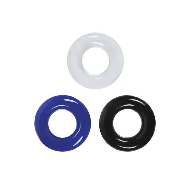 Renegade Stamina Rings three smooth rings in clear blue and black
