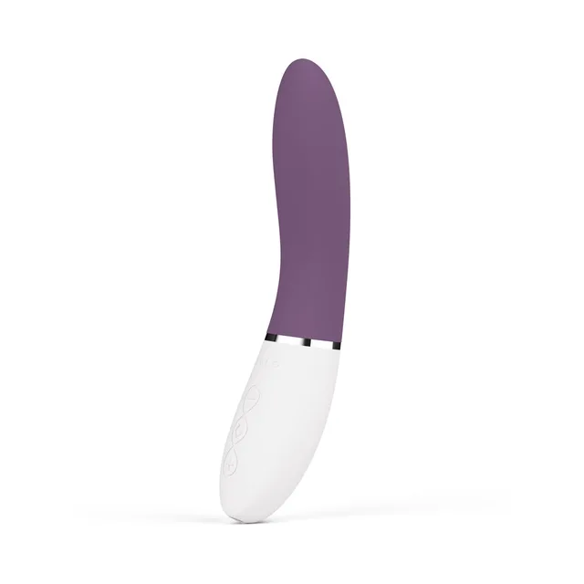 Plum LELO LIV 3 curved silicone shaft with white control handle