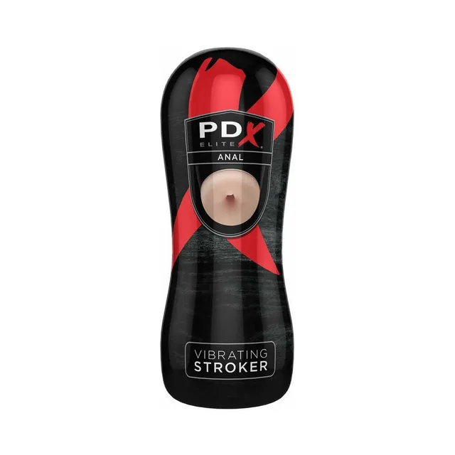 Front view of PDX Elite black anal stroker