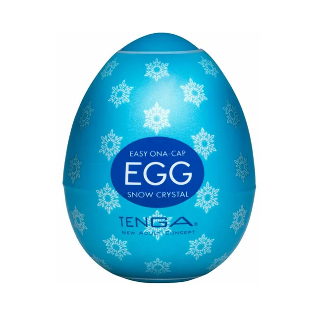 Blue Tenga Egg Snow Crystal shell with snowflake pattern