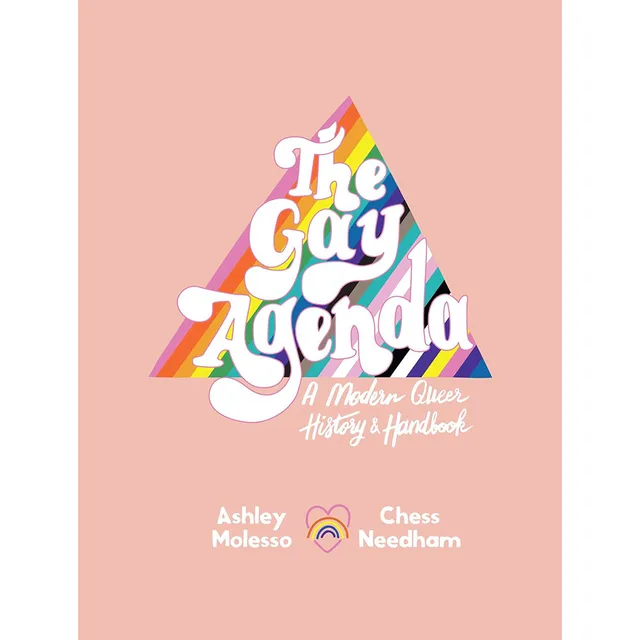 peach Gay Agenda cover with rainbow-striped triangle and Ashley Molesso Chessie Needham names