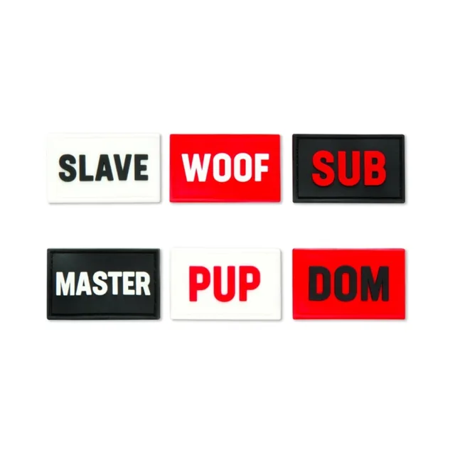 Six black white and red Prowler RED text patches