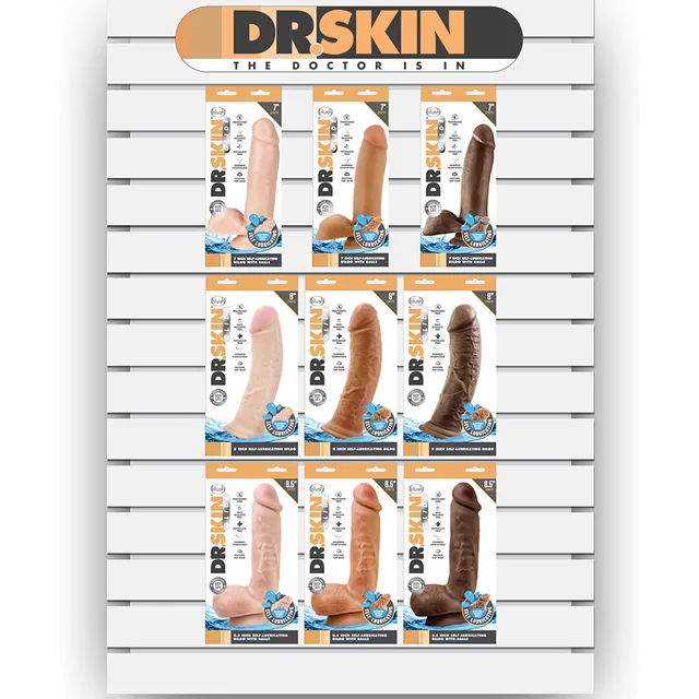 Dr. Skin Glide assorted packaged models on slatwall display